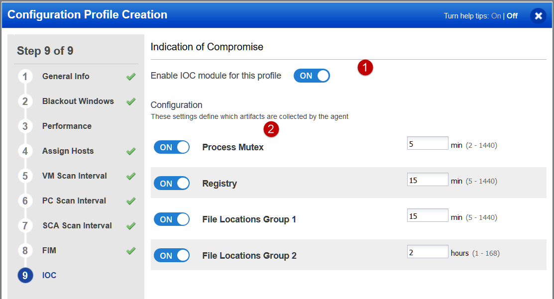 IOC settings in CA configuration profile. Enable IOC module and set required configuration.