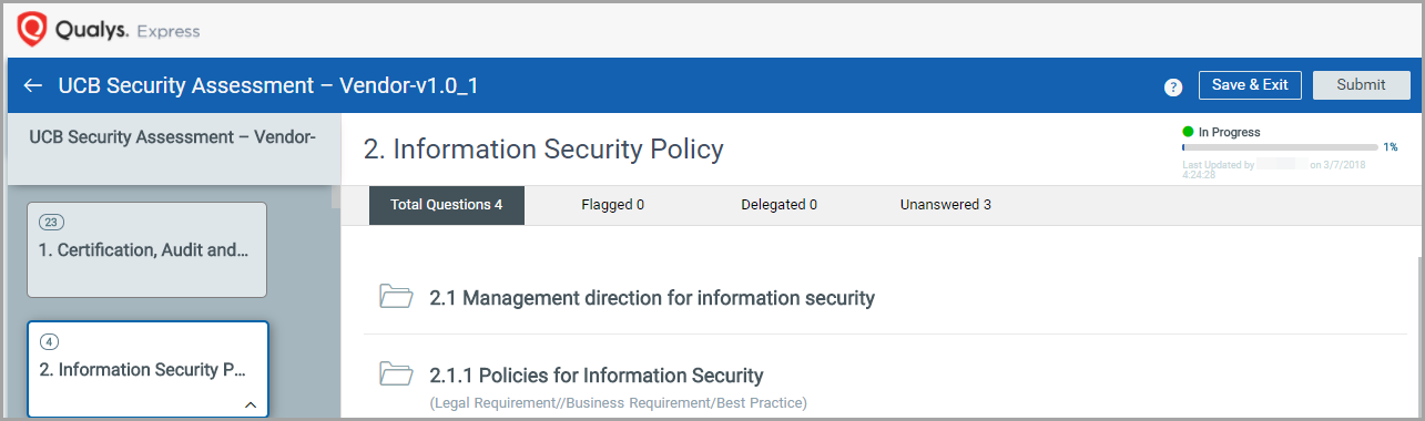 view assigned questionnaire