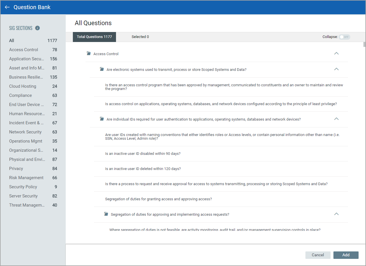 select from question bank